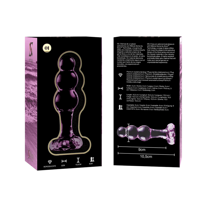 NEBULA SERIES BY IBIZA - MODELO 1 PLUG CRISTAL ROSA 10.5 CM -O- 3 CM