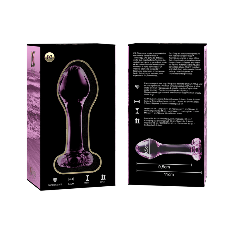 NEBULA SERIES BY IBIZA - MODELO 2 PLUG CRISTAL ROSA 11 CM -O- 3.5 CM