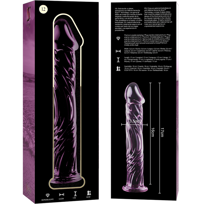 NEBULA SERIES BY IBIZA - MODELO 12 DILDO CRISTAL ROSA 17 CM -O- 3.5 CM