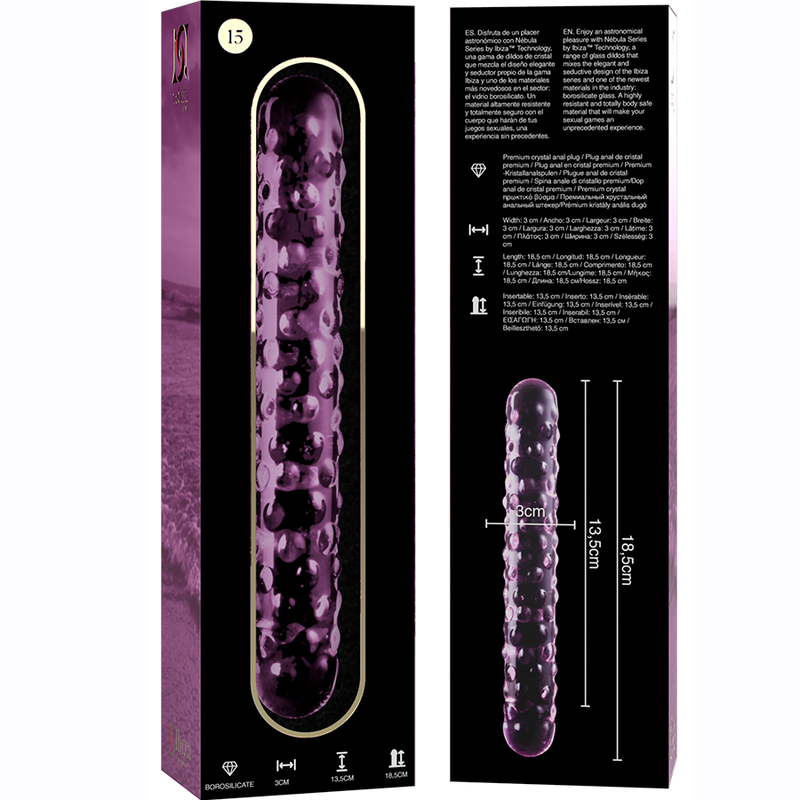 NEBULA SERIES BY IBIZA - MODELO 15 DILDO CRISTAL ROSA 18.5 CM -O- 3 CM
