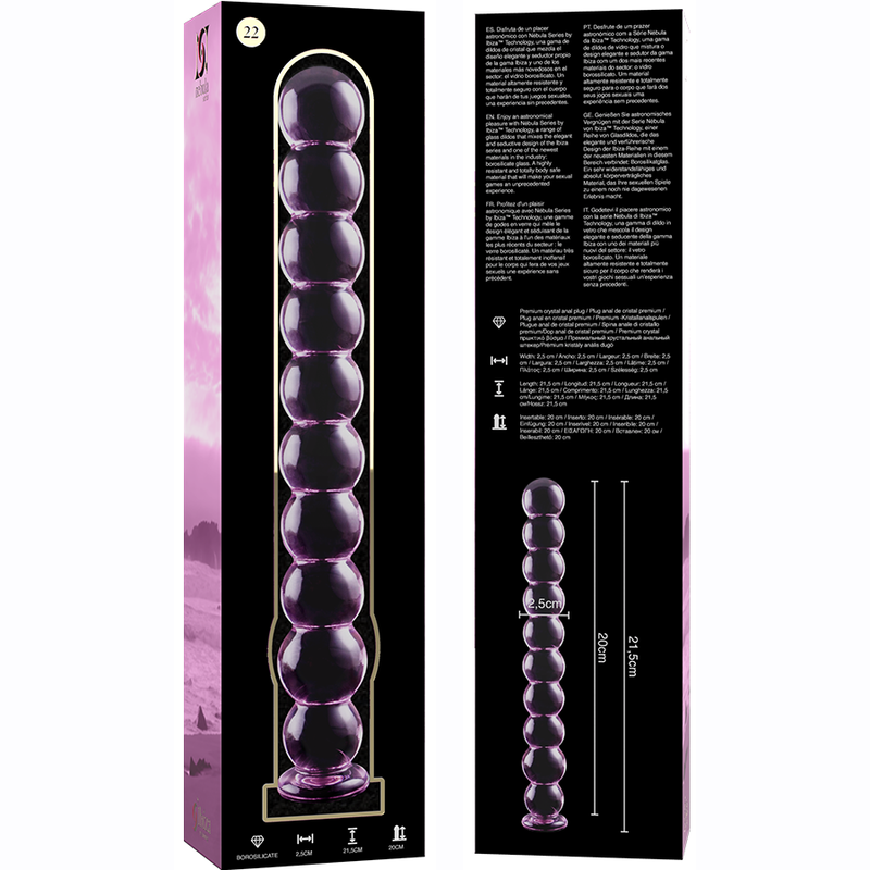 NEBULA SERIES BY IBIZA - MODELO 22 DILDO CRISTAL ROSA 21.5 CM -O- 2.5 CM