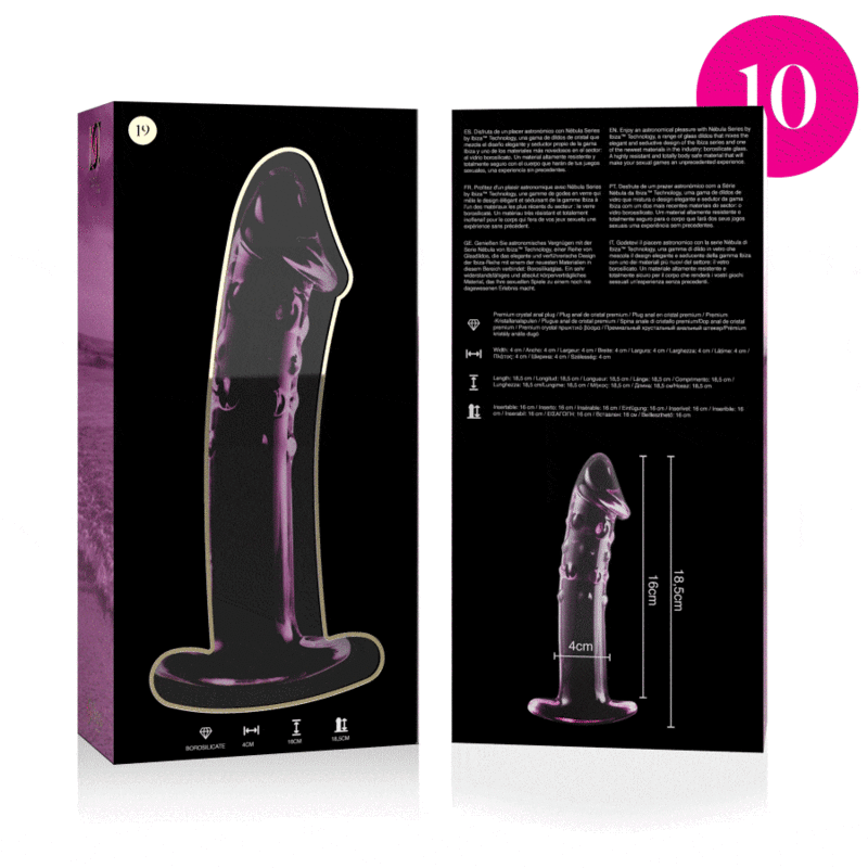 NEBULA SERIES BY IBIZA - MODELO 19 DILDO CRISTAL ROSA 18.5 CM -O- 4 CM