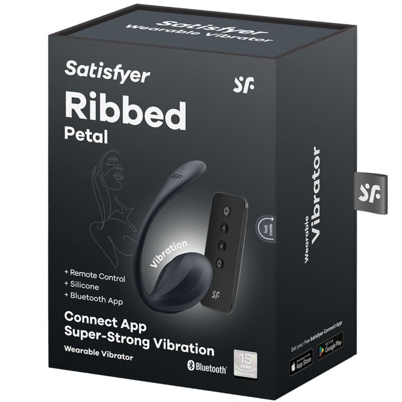 RIBBED PETAL ESTIMULADOR PUNTO G CONTROL REMOTO NEGRO APP GRATUITA